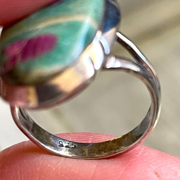 RUBY in ZOISITE Tumbled Stone & 925 Sterling Silver Ring - Picture 5 of 5